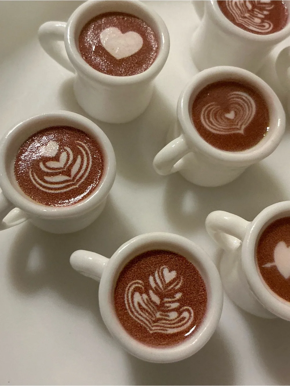 Lot of 8 mini dollhouse accessories hot chocolate, coffee, espresso, latte heart